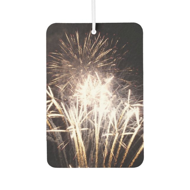 White and Gold Fireworks I Patriotic Celebration Air Freshener (Front)