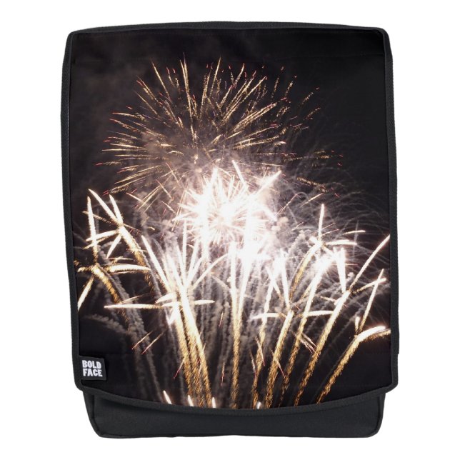 White and Gold Fireworks I Patriotic Celebration Backpack (Front)