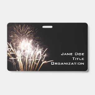 White and Gold Fireworks I Patriotic Celebration Badge