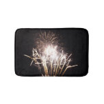 White and Gold Fireworks I Patriotic Celebration Bath Mat