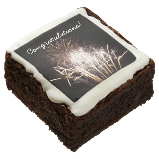 White and Gold Fireworks I Patriotic Celebration Brownie (Angled)