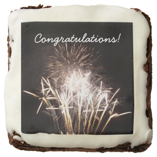 White and Gold Fireworks I Patriotic Celebration Brownie (Front)