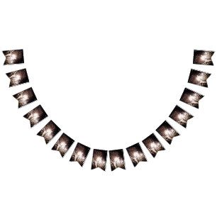 White and Gold Fireworks I Patriotic Celebration Bunting Flags