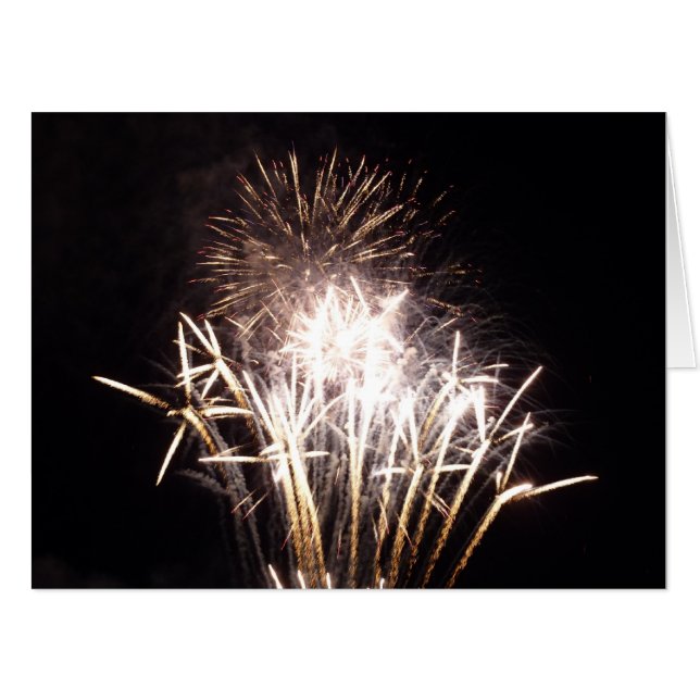 White and Gold Fireworks I Patriotic Celebration Card (Front Horizontal)
