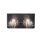 White and Gold Fireworks I Patriotic Celebration Checkbook Cover (Front)