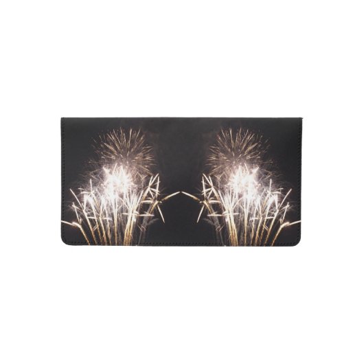 White and Gold Fireworks I Patriotic Celebration Checkbook Cover (Front)