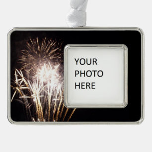 White and Gold Fireworks I Patriotic Celebration Christmas Ornament