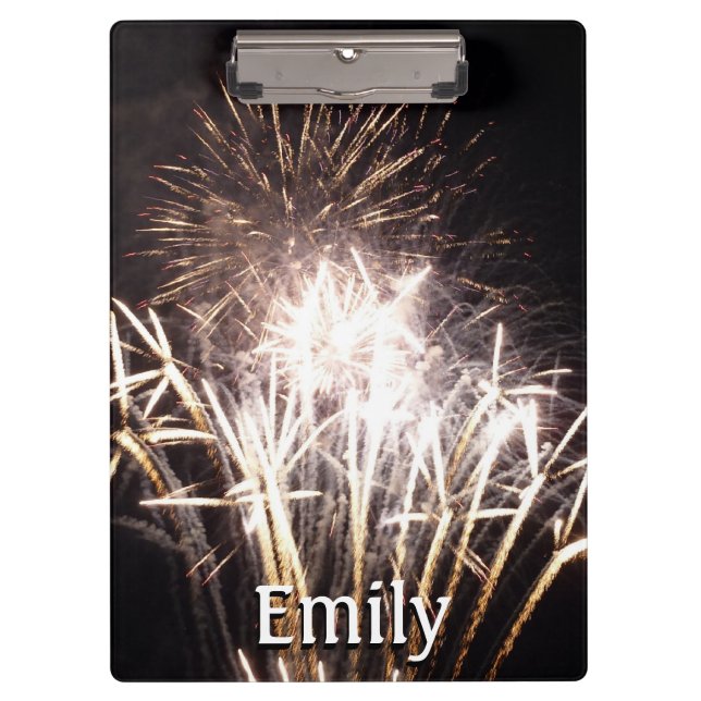 White and Gold Fireworks I Patriotic Celebration Clipboard (Front)