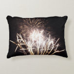 White and Gold Fireworks I Patriotic Celebration Decorative Pillow