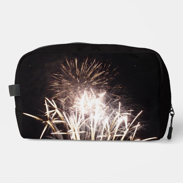 White and Gold Fireworks I Patriotic Celebration Dopp Kit (Front)