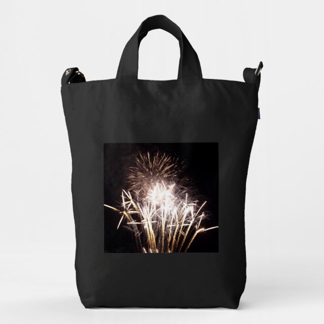White and Gold Fireworks I Patriotic Celebration Duck Bag (Front)