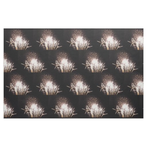 White and Gold Fireworks I Patriotic Celebration Fabric