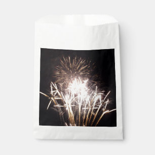 White and Gold Fireworks I Patriotic Celebration Favor Bag