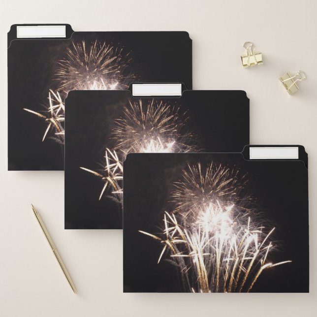 White and Gold Fireworks I Patriotic Celebration File Folder (Set)