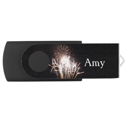 White and Gold Fireworks I Patriotic Celebration Flash Drive