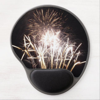 White and Gold Fireworks I Patriotic Celebration Gel Mouse Pad