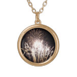 White and Gold Fireworks I Patriotic Celebration Gold Plated Necklace