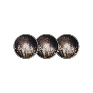 White and Gold Fireworks I Patriotic Celebration Golf Ball Marker