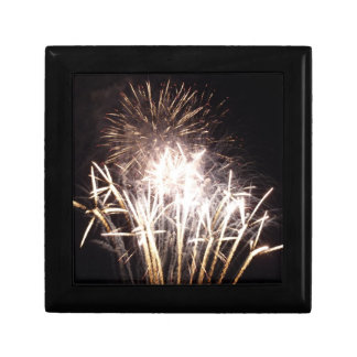 White and Gold Fireworks I Patriotic Celebration Jewelry Box