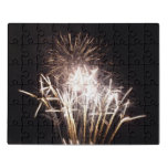 White and Gold Fireworks I Patriotic Celebration Jigsaw Puzzle
