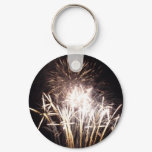 White and Gold Fireworks I Patriotic Celebration Keychain