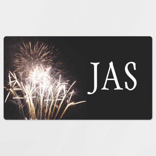 White and Gold Fireworks I Patriotic Celebration Labels (Design 1)