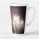 White and Gold Fireworks I Patriotic Celebration Latte Mug