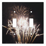 White and Gold Fireworks I Patriotic Celebration Light Switch Cover