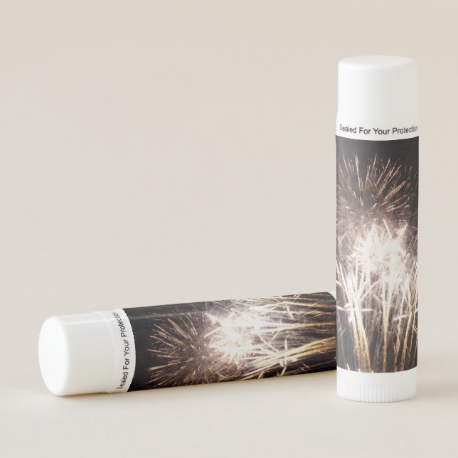 White and Gold Fireworks I Patriotic Celebration Lip Balm (Front)