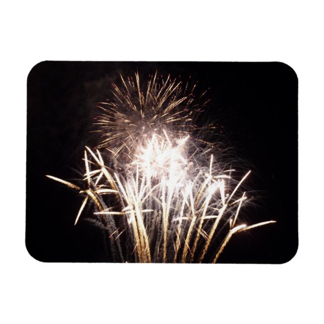 White and Gold Fireworks I Patriotic Celebration Magnet (Horizontal)