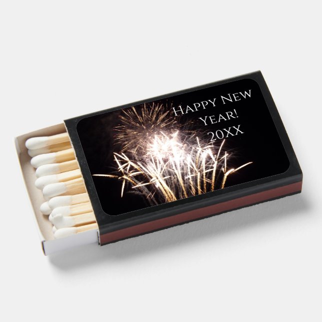 White and Gold Fireworks I Patriotic Celebration Matchboxes (Front Open)