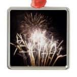 White and Gold Fireworks I Patriotic Celebration Metal Ornament