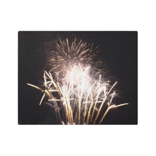 White and Gold Fireworks I Patriotic Celebration Metal Print