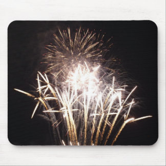 White and Gold Fireworks I Patriotic Celebration Mouse Pad