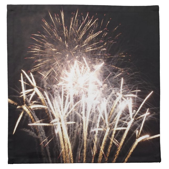 White and Gold Fireworks I Patriotic Celebration Napkin (Front)