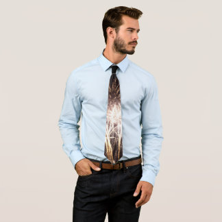 White and Gold Fireworks I Patriotic Celebration Neck Tie