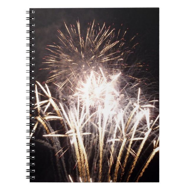 White and Gold Fireworks I Patriotic Celebration Notebook (Front)