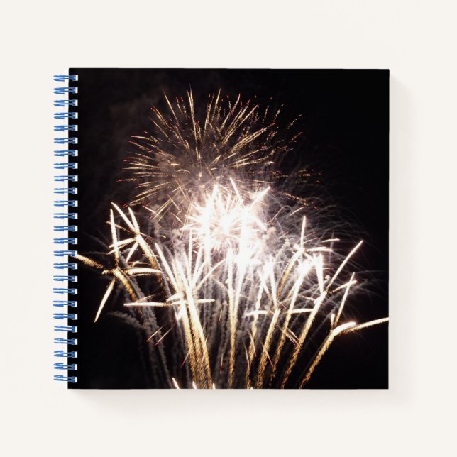 White and Gold Fireworks I Patriotic Celebration Notebook (Front)