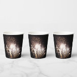 White and Gold Fireworks I Patriotic Celebration Paper Cups