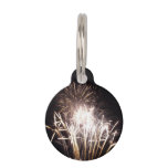 White and Gold Fireworks I Patriotic Celebration Pet ID Tag