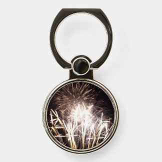 White and Gold Fireworks I Patriotic Celebration Phone Ring Stand