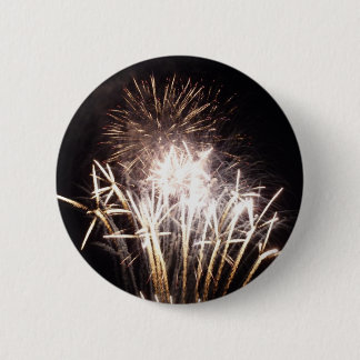 White and Gold Fireworks I Patriotic Celebration Pinback Button