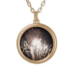 White and Gold Fireworks I Patriotic Celebration Plated Necklace