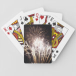 White and Gold Fireworks I Patriotic Celebration Playing Cards