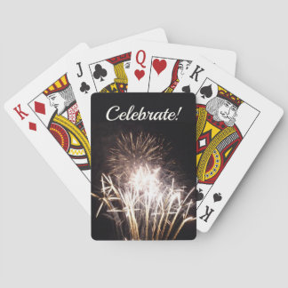 White and Gold Fireworks I Patriotic Celebration Poker Cards