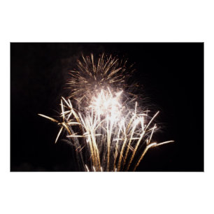 White and Gold Fireworks I Patriotic Celebration Poster