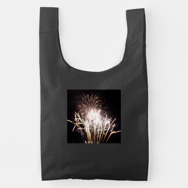 White and Gold Fireworks I Patriotic Celebration Reusable Bag (Front)