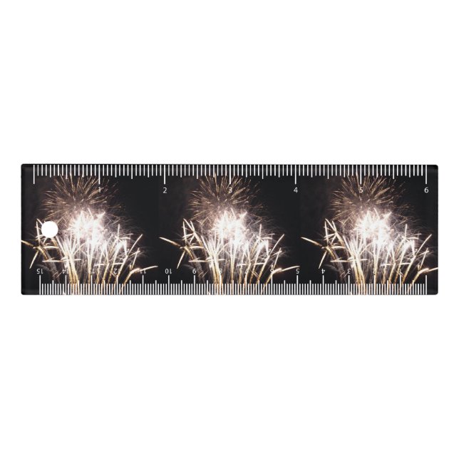 White and Gold Fireworks I Patriotic Celebration Ruler (Front)