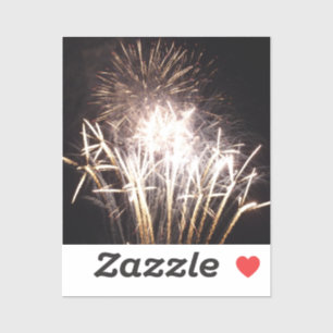 White and Gold Fireworks I Patriotic Celebration Sticker