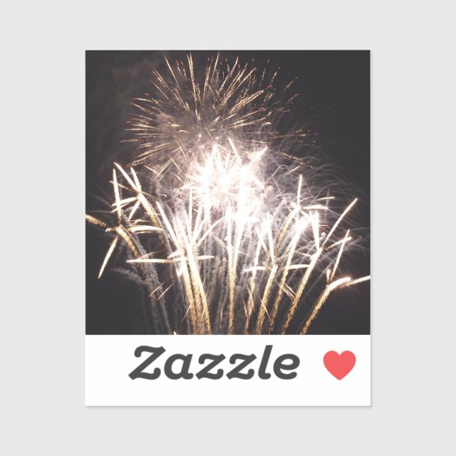 White and Gold Fireworks I Patriotic Celebration Sticker (Sheet)